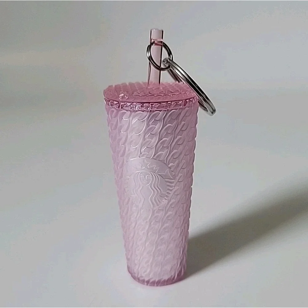 Starbucks Matte Pink Soft Touch Cold Cup Tumbler Keychain Charm Ornament 2024‎